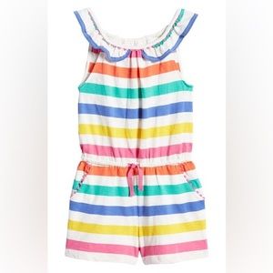 Mini Boden Girl Striped Charlie Pom Jersey Romper - Size 9/10
